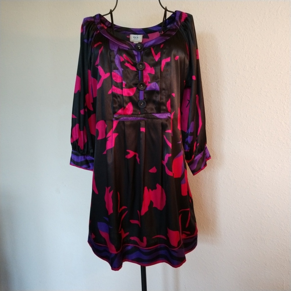 ECI Silky Long Sleeve Dress with Zebra Accents 10
